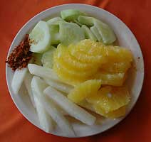 jicama, cucumber and oranges with chiles