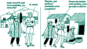 Two panels from Las Botas Amarillas